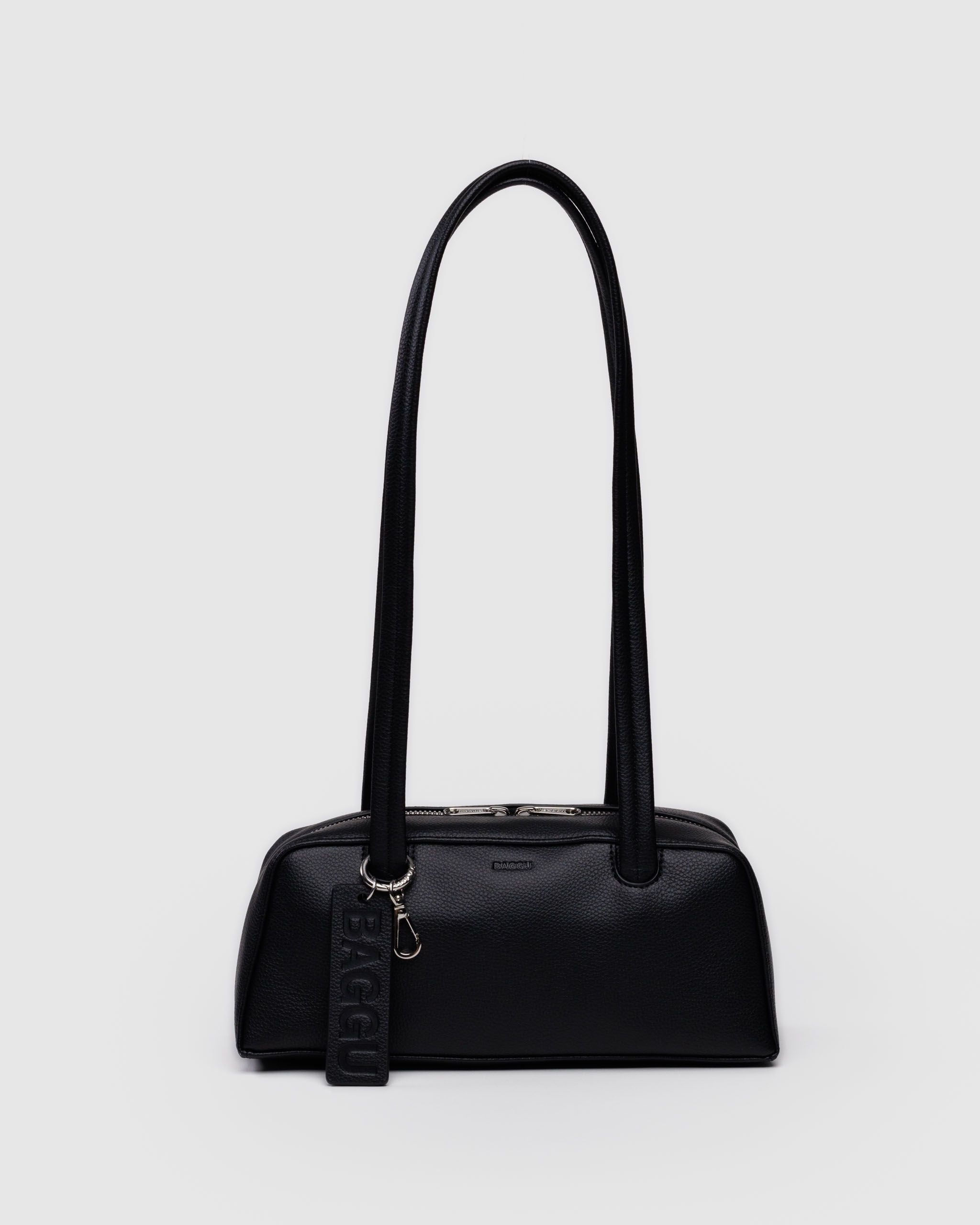 Small Recycled Leather Bowler Bag - Black