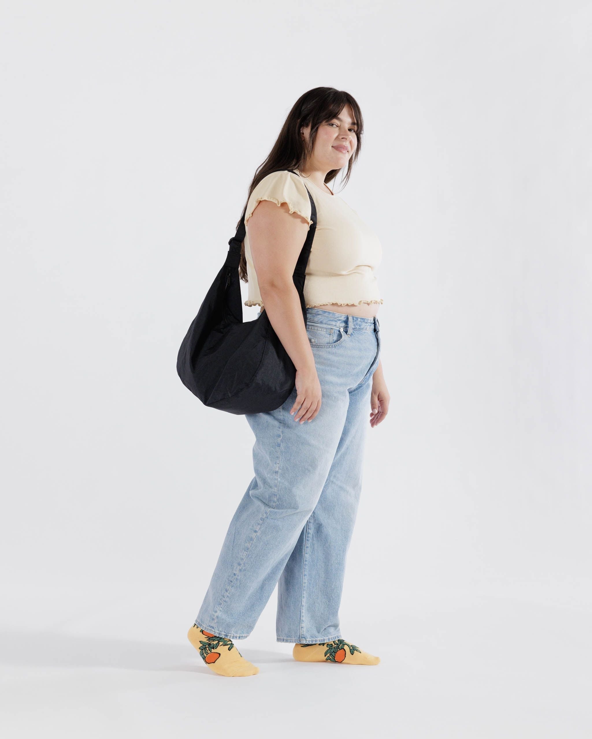 Large Nylon Crescent Bag - Black 37.5"