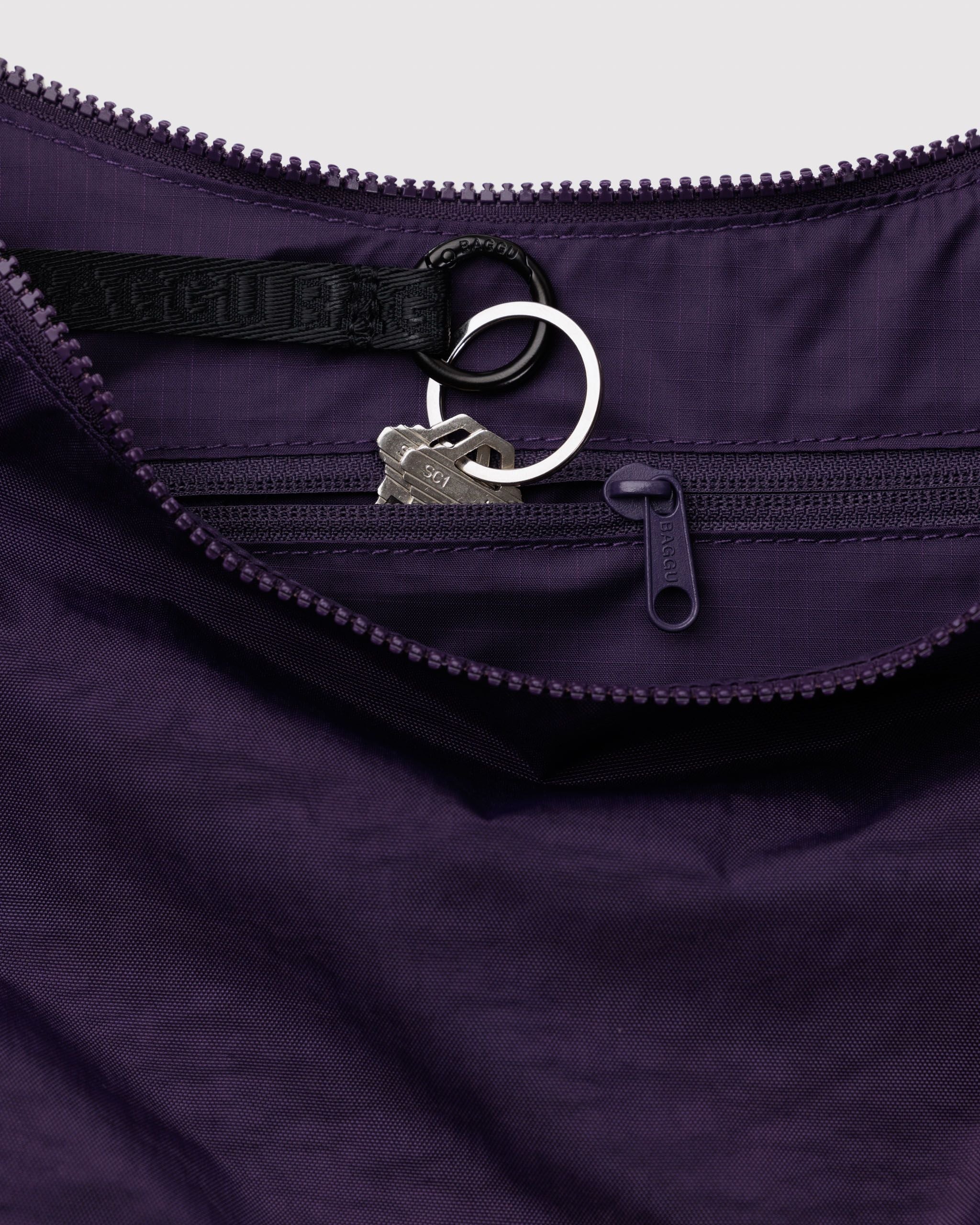 Medium Nylon Crescent Bag - Fig