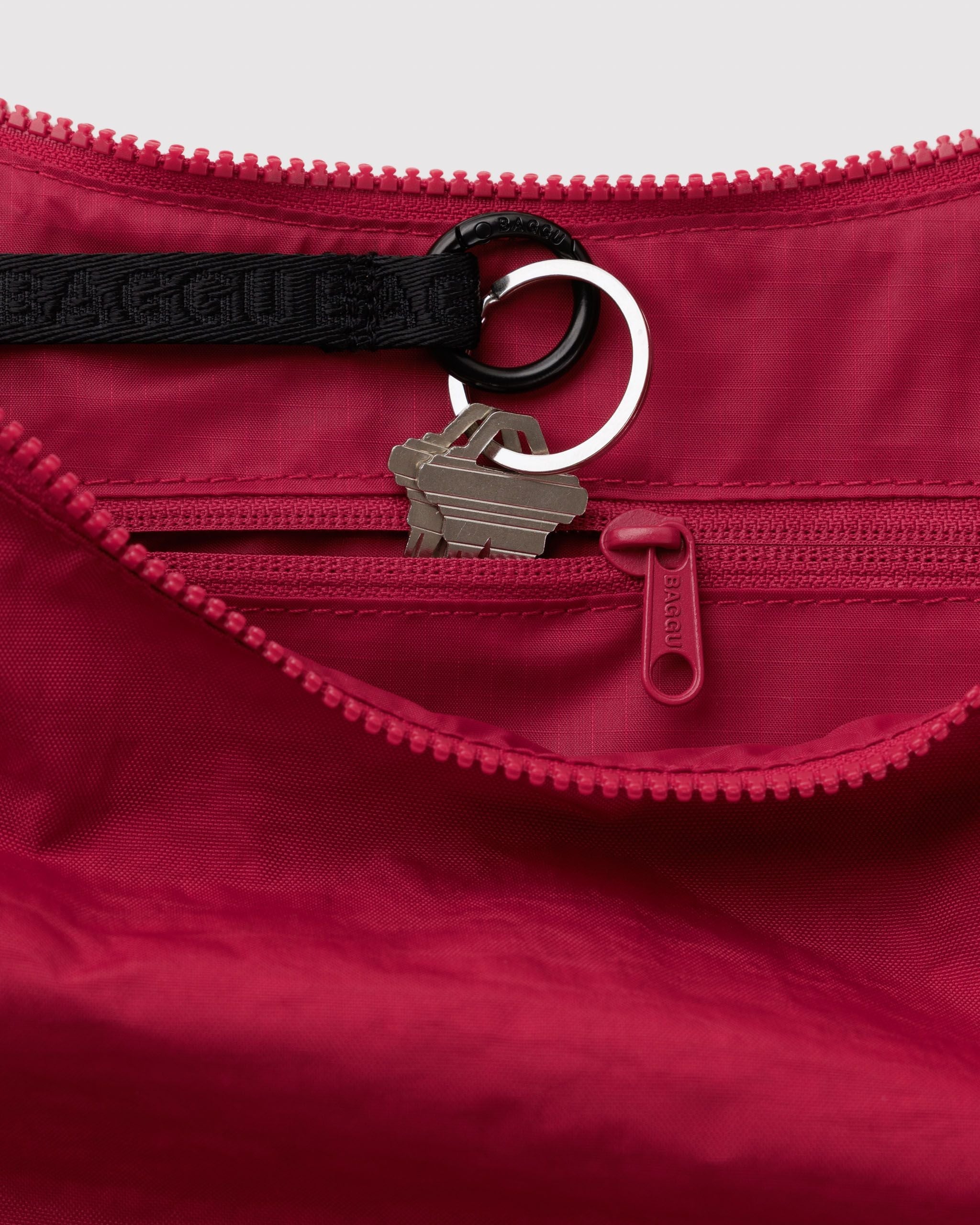 Medium Nylon Crescent Bag - Cherry
