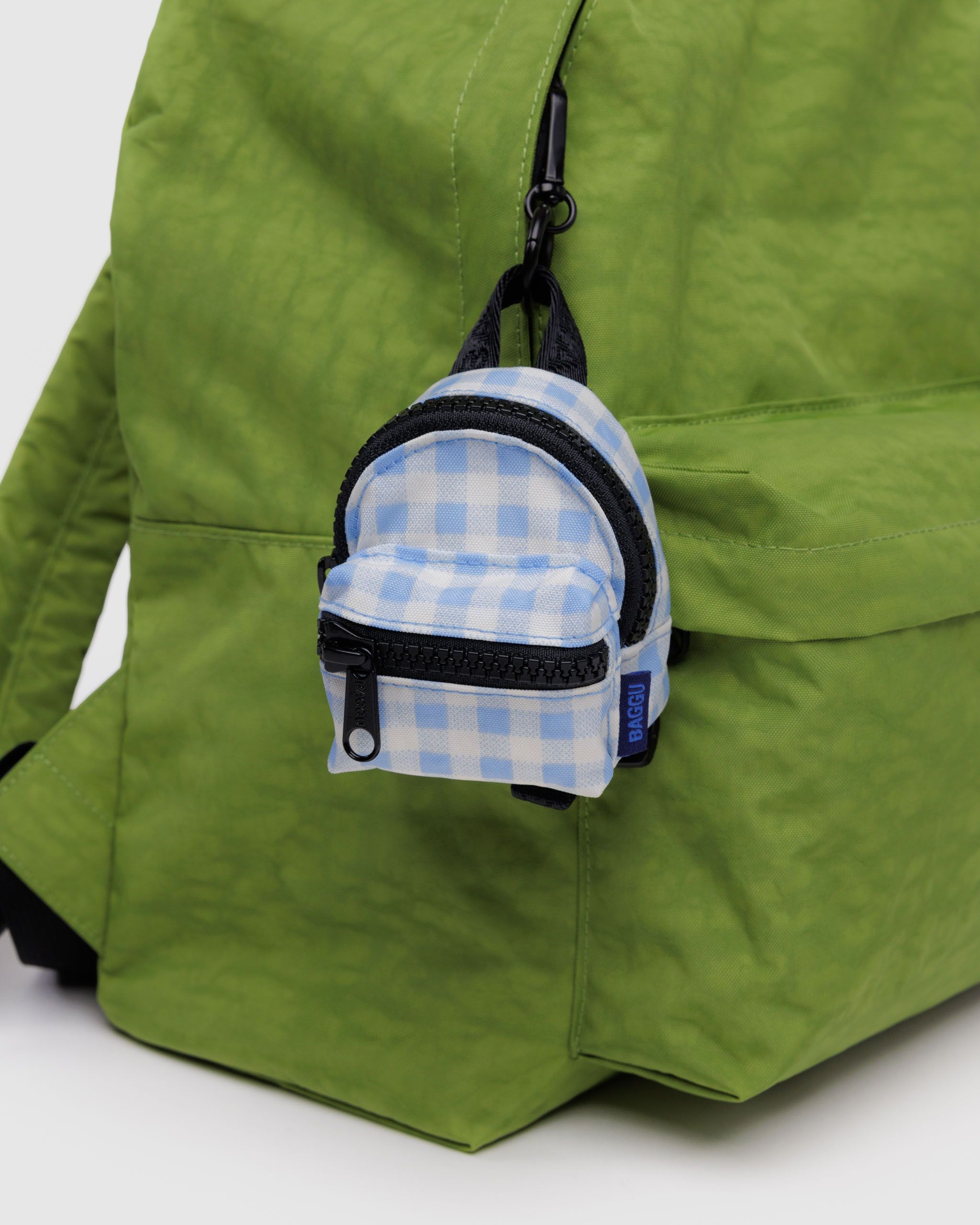 Backpack Charm - Light Blue Gingham