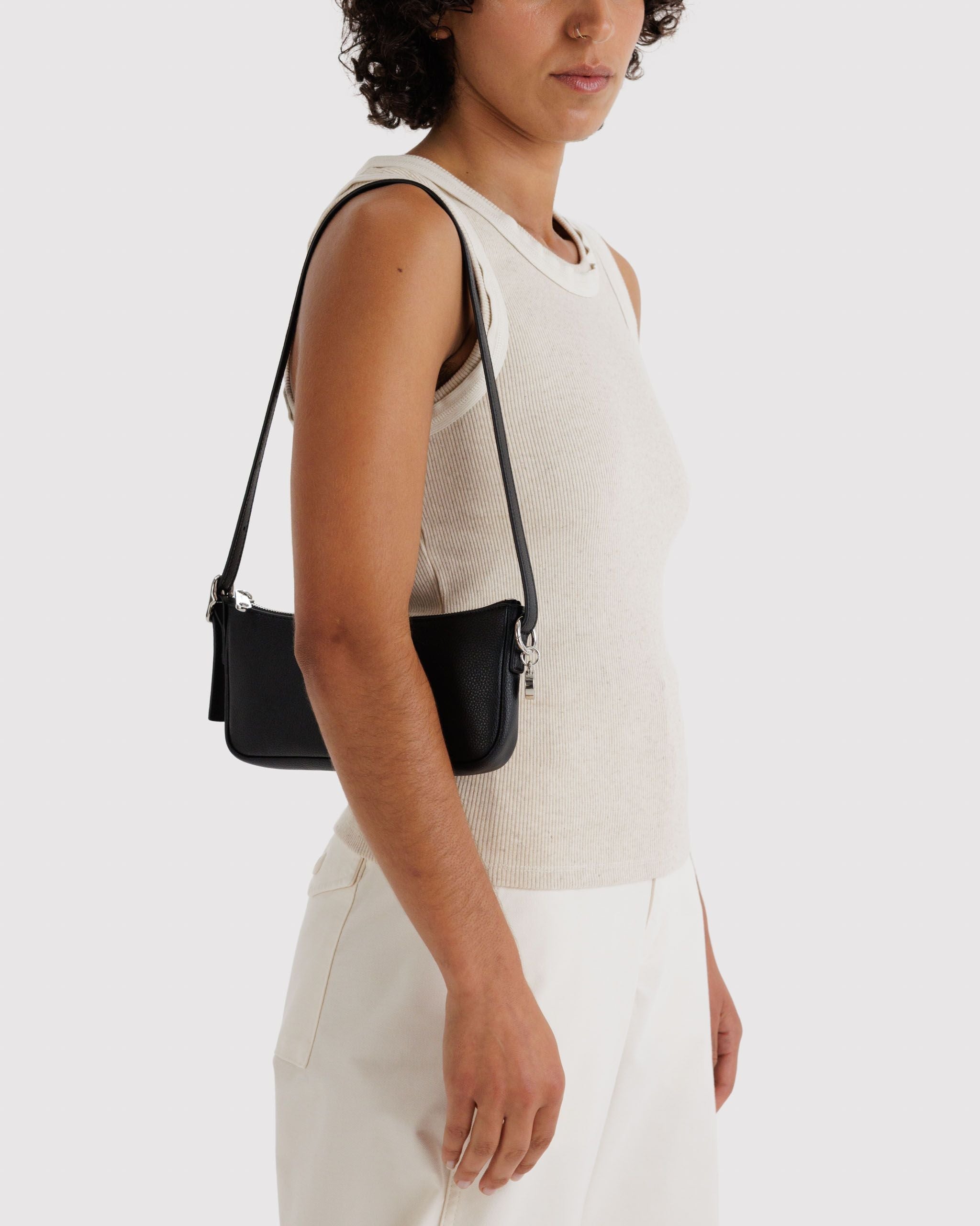 Recycled Leather Pochette - Black
