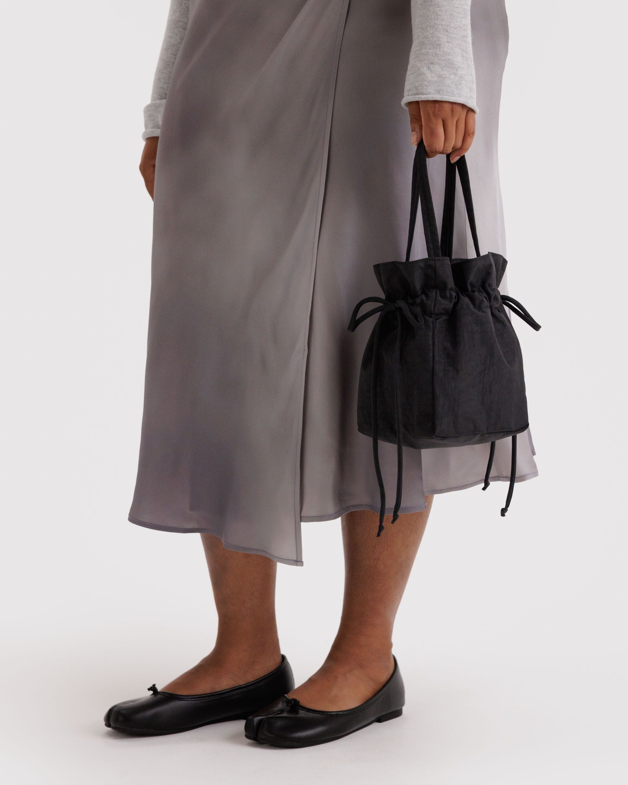 Nylon Drawstring Bag - Black