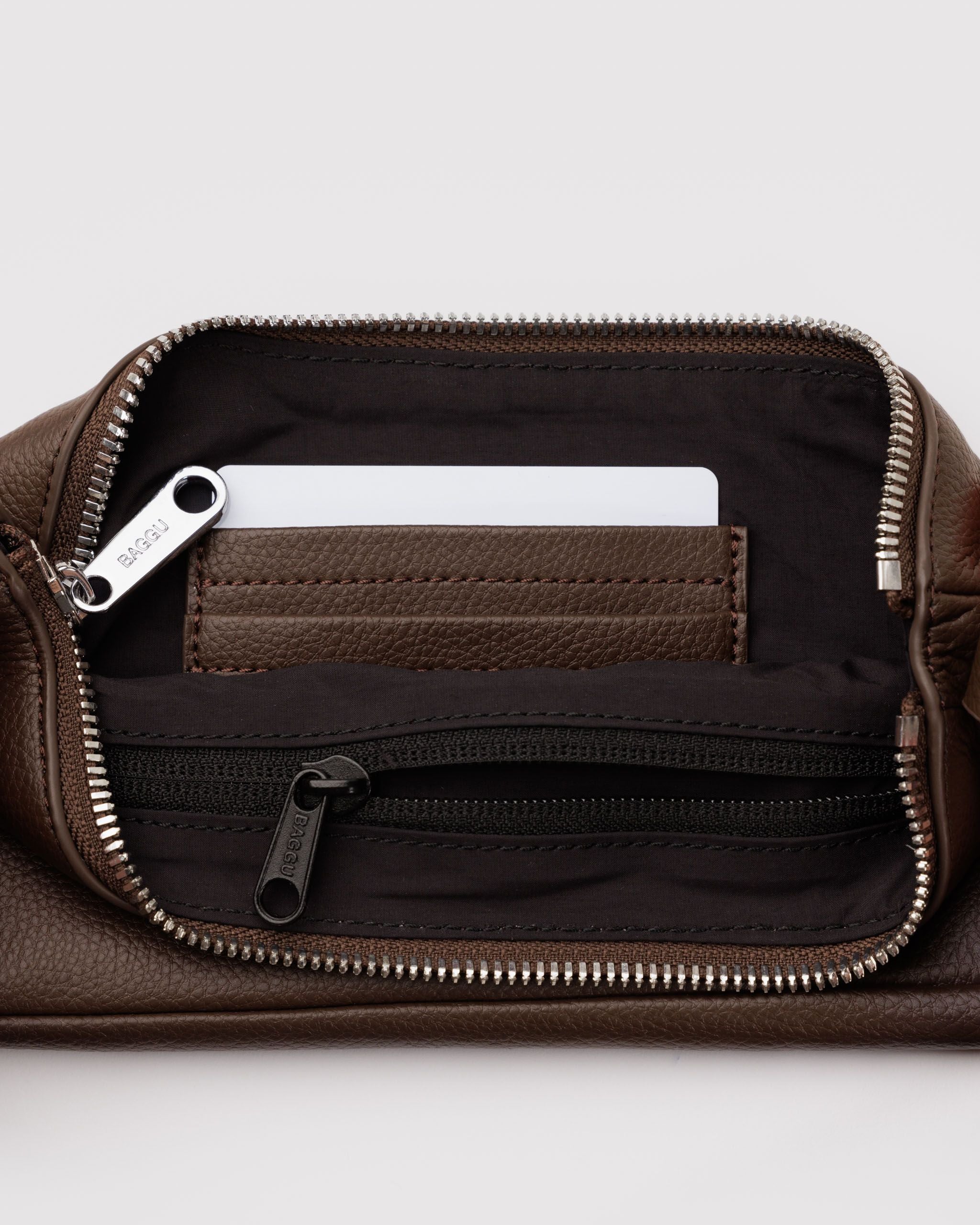 Recycled Leather Pochette - Brown