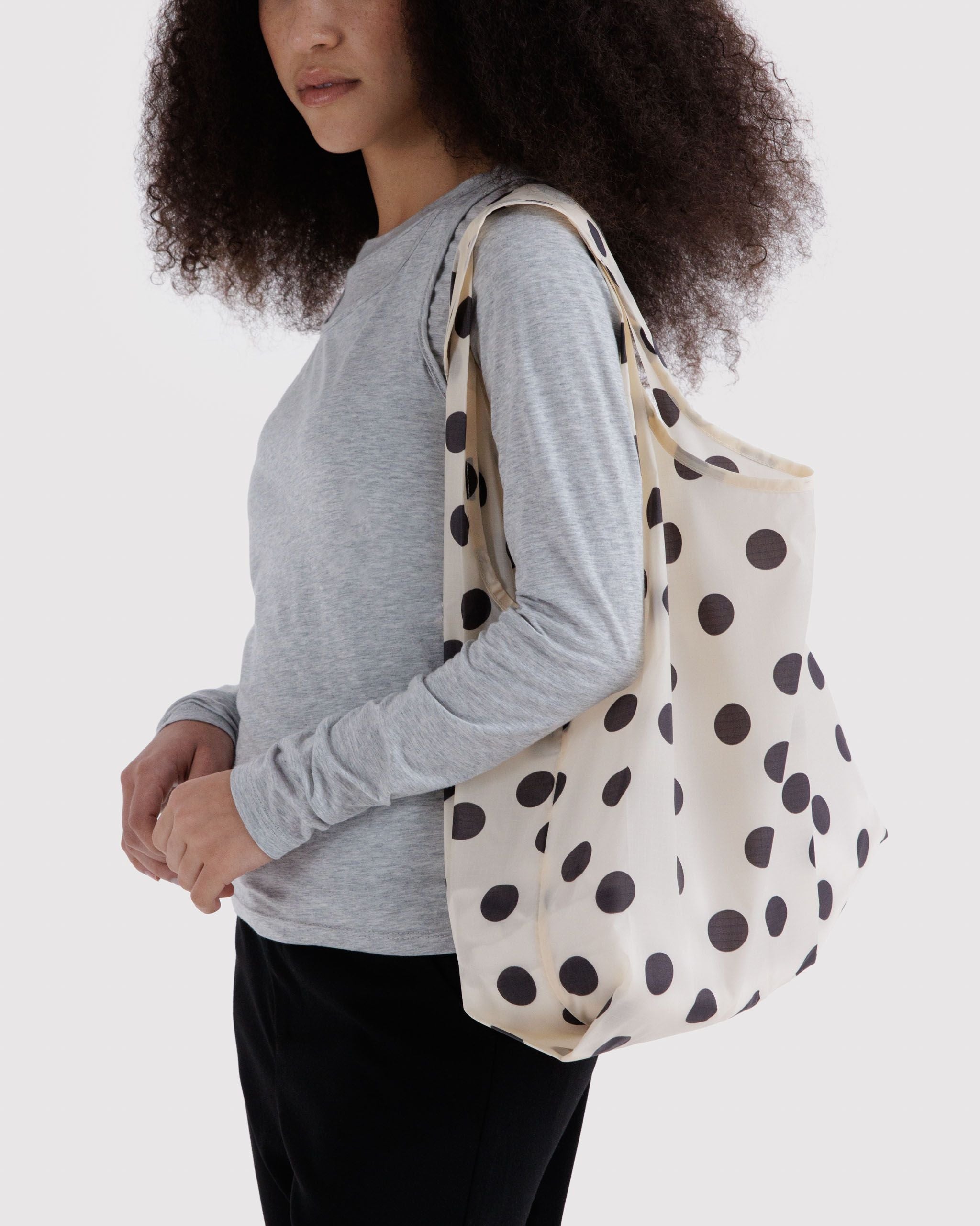 Standard Baggu - Cream and Black Polka Dot